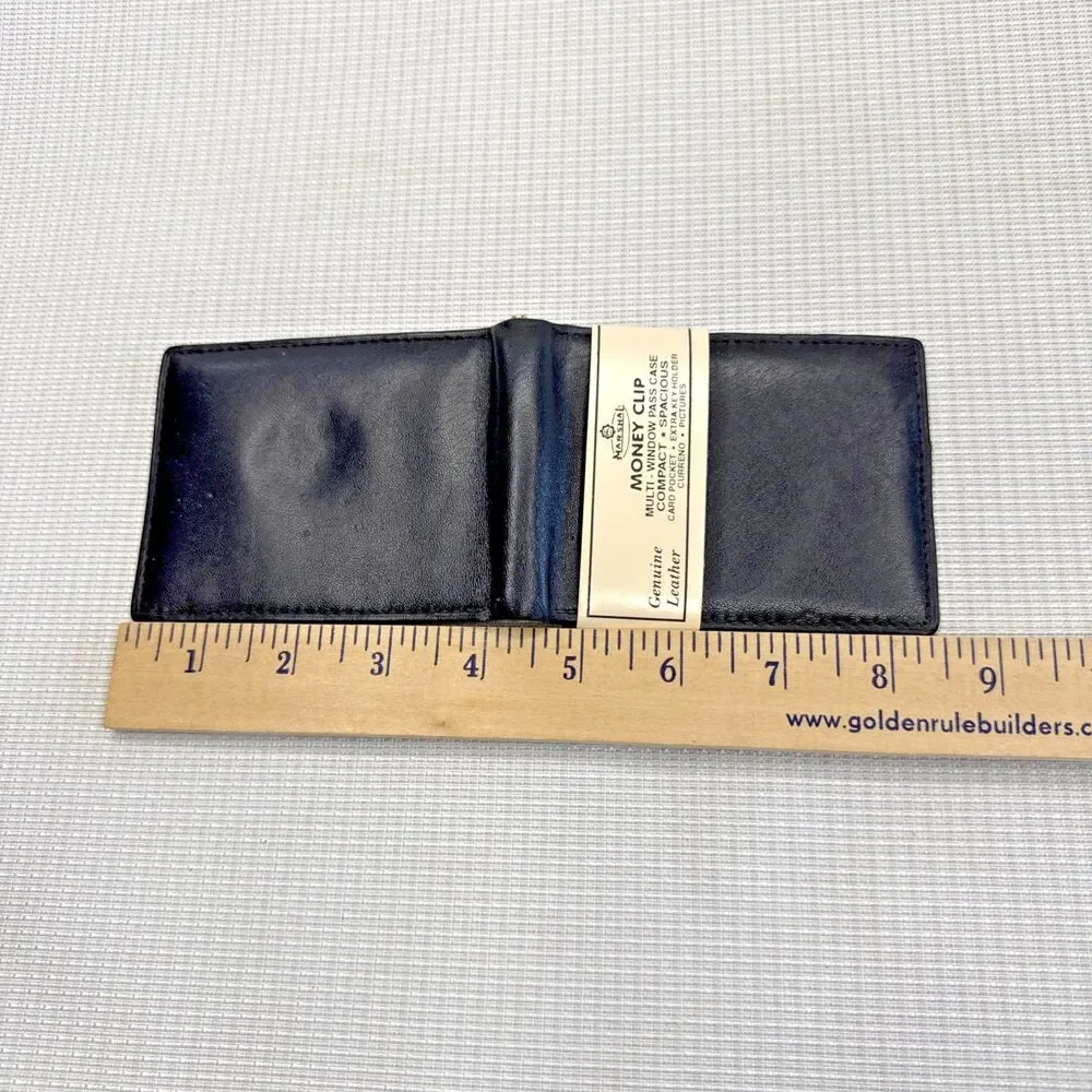 Marshal Genuine Soft Leather Bifold Black Money Clip - New